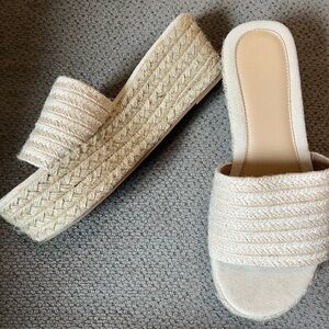 Elegant Cream Woven Platform Sandals